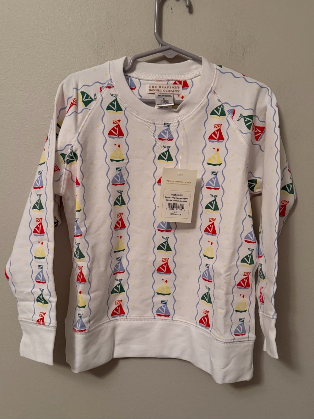 The Beaufort Bonnet Company White Colorful Sailboat Crewneck